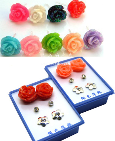 耳饰三件套水钻耳钉 水钻耳饰 合金耳钉 韩版潮流耳针C3-2-4