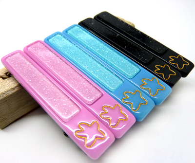 个性亚克力对夹 韩国糖果亚光磨砂对夹 金粉卡通亮光发卡饰品B3-4-3