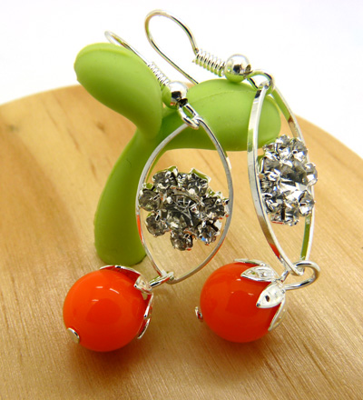 时尚闪亮合金镶钻耳圈 耳坠女耳环 亚克力珍珠耳环C4-3-1