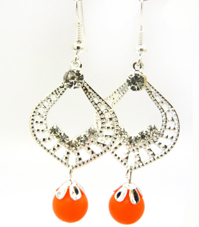 韩版时尚闪亮合金镶钻眼镜蛇耳饰耳圈 叶片耳坠女耳环 亚克力珍珠耳环C4-3-1