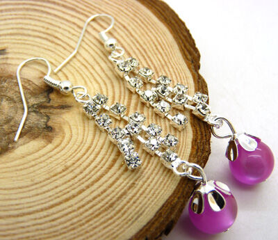 时尚闪亮合金镶钻耳饰耳圈 女士潮流耳坠女耳环 亚克力珍珠耳环C4-3-1