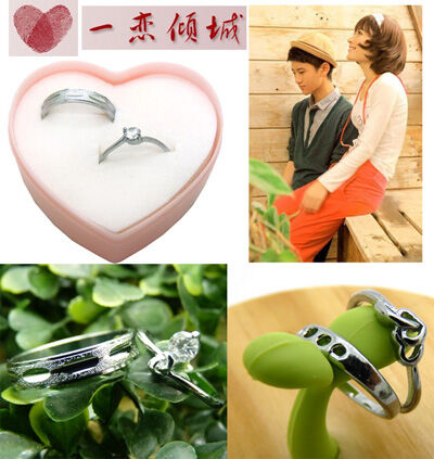 合金钛钢对戒 韩版时尚戒指 砖石戒指情侣戒指 一对时尚礼品盒装锆石戒指