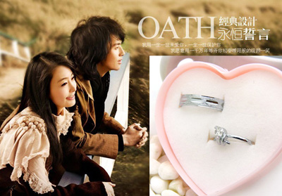 合金钛钢对戒 韩版时尚戒指 砖石戒指情侣戒指 一对时尚礼品盒装锆石戒指