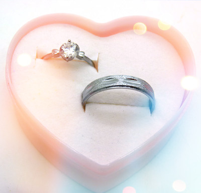 钛钢情侣戒指一对戒 简单爱情简约时尚韩版男女士潮人指环 礼品盒装