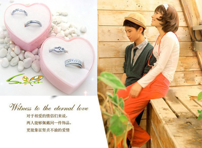 韩国情侣款对戒指环 韩版潮人女男士银色钛钢戒指 生日礼物盒装 潮流指环