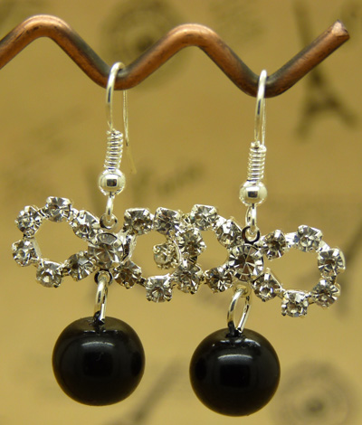 韩版耳环 防过敏水钻珍珠球耳钉耳坠合金气质满钻耳饰新款C4-3-1