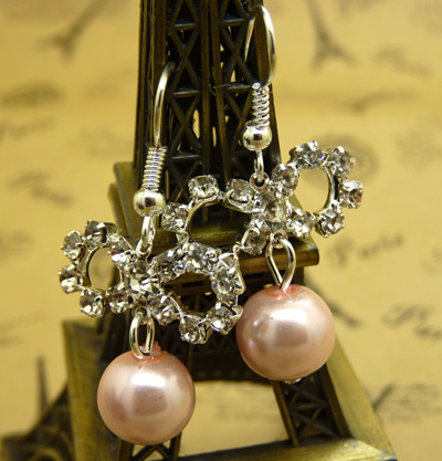 韩版耳环 防过敏水钻珍珠球耳钉耳坠合金气质满钻耳饰新款C4-3-1