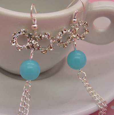 韩版耳环 防过敏水钻珍珠球耳钉耳坠合金气质满钻耳饰新款C4-3-1