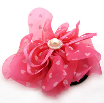 韩国发饰头饰 爱心款布艺发圈 扎头发皮筋 蕾丝发绳头绳头花B4-2-1