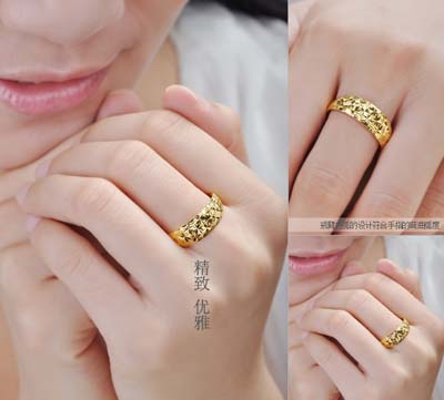 终身保色仿金对戒 黄金男戒女戒情侣金戒指 满天星车花戒指 潮流戒指（7*7）