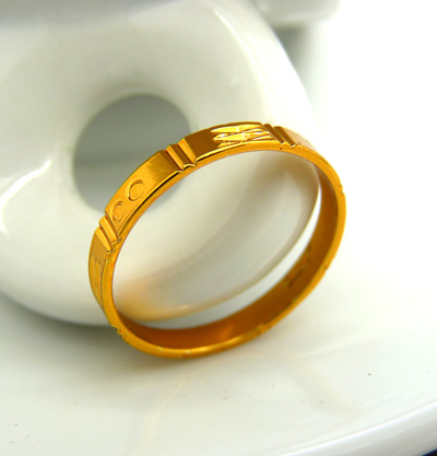 抛光镀金戒指 金戒指男士女士戒指 潮流指环保色久不掉色 黄金戒指-1