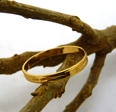 抛光镀金戒指 金戒指男士女士戒指 潮流指环保色久不掉色 黄金戒指-1