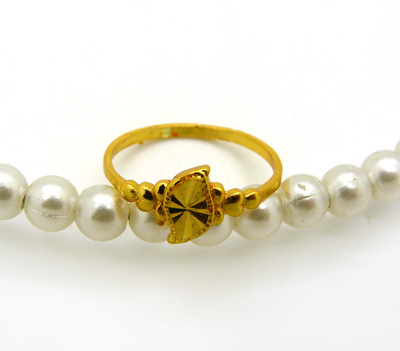 24K黄金戒指 潮流女 千足金镀黄金戒指 尾戒 精致车花戒指 结婚饰品 4号