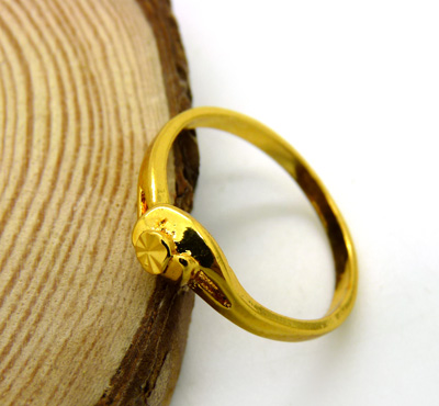 24K黄金戒指 潮流女 千足金镀黄金戒指 尾戒 精致车花戒指 结婚饰品 4号