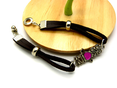 韩版潮流手链 蝴蝶结饰品皮绳脚链情侣手链女复古 时尚手链C4-1-1