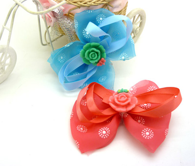 韩版 特价蝴蝶结发夹 棉布料 女花边 顶夹 发饰 皮筋B4-2-1