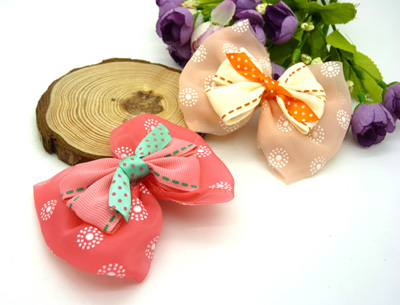 韩版 特价蝴蝶结发夹 棉布料 女花边 顶夹 发饰 皮筋B4-2-1