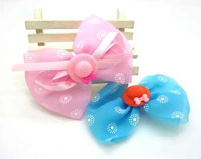 新款 可爱花布料蝴蝶结发夹 发卡 韩版边夹 皮筋 潮流头饰发饰B4-2-1