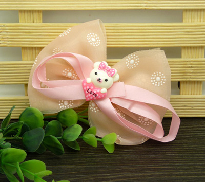 新款 可爱花布料蝴蝶结发夹 发卡 韩版边夹 皮筋 潮流头饰发饰B4-2-1