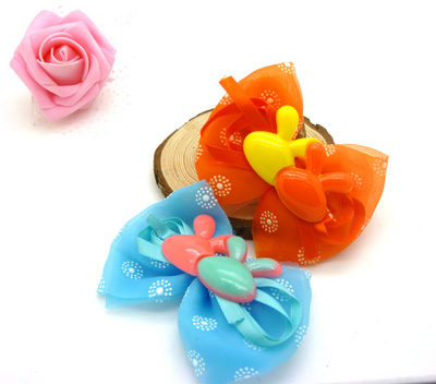 新款 可爱花布料蝴蝶结发夹 发卡 韩版边夹 皮筋 潮流头饰发饰B4-2-1
