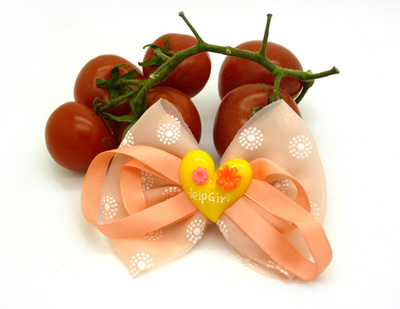 韩国手工布艺爱心点蝴蝶结发夹 韩版发饰品皮筋边夹 时尚潮流爱心皮筋B4-2-1