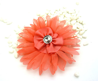 经典最新韩版发饰 大珍珠雪纺花朵皮筋 边夹发饰B4-2-1