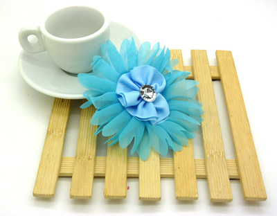 经典最新韩版发饰 大珍珠雪纺花朵皮筋 边夹发饰B4-2-1