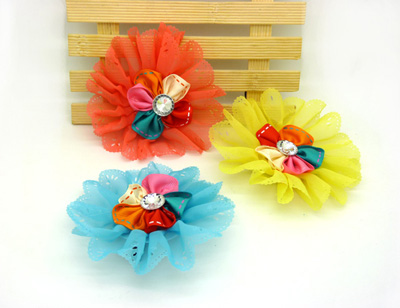 特价韩版 菊花皮筋头饰 手工发饰头饰蕾丝顶夹边夹发圈皮筋蝴蝶结B4-2-1