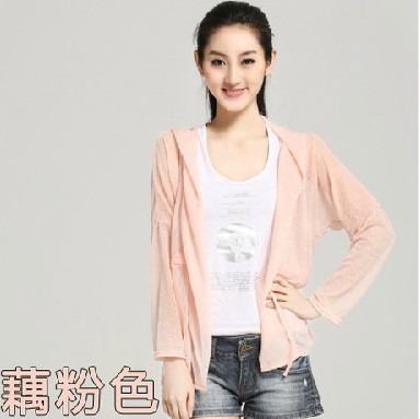 必备防晒佳品 长款连帽/带帽糖果色舒适长袖透气连帽长款防晒衣六B32-1-3