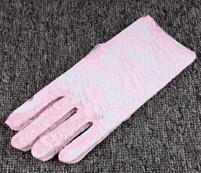夏季防晒必备 夏季女士开车薄款蕾丝手套/UV防紫外线短款防晒手套表演手套-19