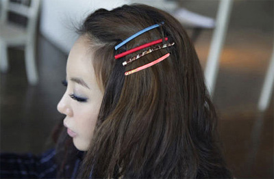 韩国糖果色磨砂一字夹 盘发实用边夹发夹发卡对夹学院风 （一对）