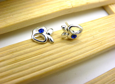 韩国可爱锆石耳饰品 防过敏女士耳钉 生日礼物时尚苹果爱心合金耳饰C6-2-3