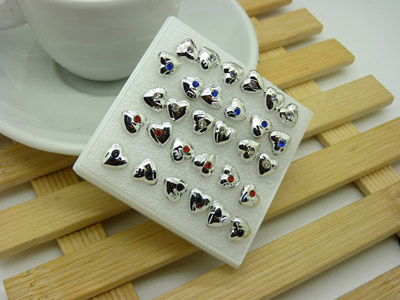 韩国可爱锆石耳饰品 防过敏女士耳钉 生日礼物时尚苹果爱心合金耳饰C6-2-3