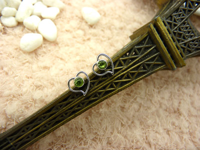 韩国饰品时尚爱心耳钉 锆石超闪耳钉耳环 防过敏耳饰品 合金耳钉C6-2-3