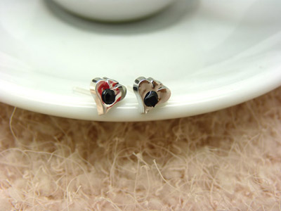 韩国饰品时尚爱心耳钉 锆石超闪耳钉耳环 防过敏耳饰品 合金耳钉C6-2-3