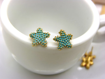 清凉夏季新款 韩版时尚合金电镀海星耳钉 五角星潮流女耳钉C6-2-3