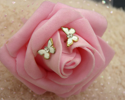 韩国版正品耳饰女小清新甜美奢华超闪水钻耳环 锆石蝴蝶结耳钉C6-2-3