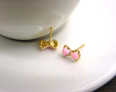 复古哑光金色彩色景泰蓝感超仙气质蝴蝶耳钉 时尚女士耳饰品C6-2-3