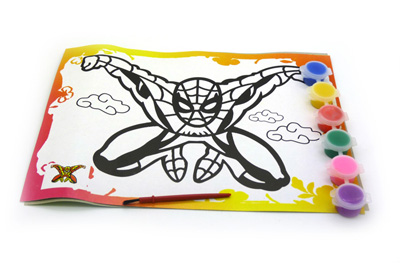 水彩画大号 儿童填色画涂色画 浮雕型 立体水彩画套装手绘水笔 -水彩画六B43-3-3