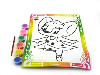 水彩画大号 儿童填色画涂色画 浮雕型 立体水彩画套装手绘水笔 -水彩画六B43-3-3