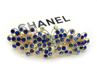 韩版边夹顶夹弹簧夹 合金锆石头花发夹时尚头饰水晶弹簧夹 (大号)