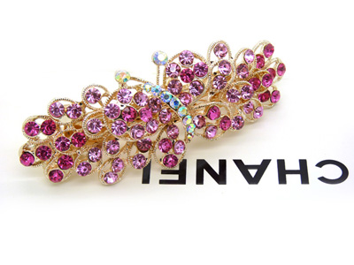 韩版边夹顶夹弹簧夹 合金锆石头花发夹时尚头饰水晶弹簧夹 (大号)