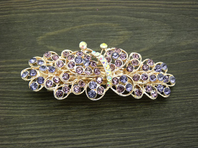 韩版边夹顶夹弹簧夹 合金锆石头花发夹时尚头饰水晶弹簧夹 (大号)