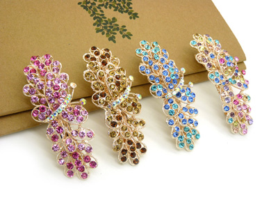 韩版边夹顶夹弹簧夹 合金锆石头花发夹时尚头饰水晶弹簧夹 (大号)