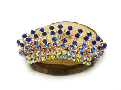 韩版边夹顶夹弹簧夹 合金锆石头花发夹时尚头饰水晶弹簧夹 (大号)