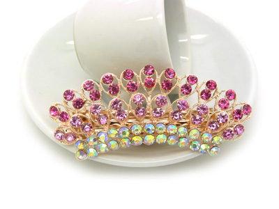 韩版边夹顶夹弹簧夹 合金锆石头花发夹时尚头饰水晶弹簧夹 (大号)