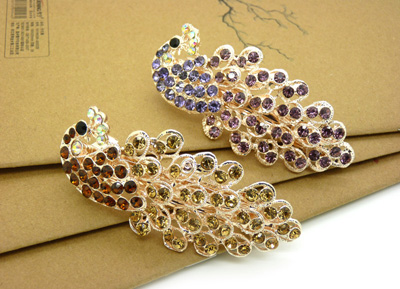 正品精美发饰合金锆石弹簧夹 爱心树叶皇冠凤凰发夹顶夹弹簧夹 (大号)