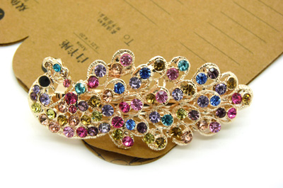 正品精美发饰合金锆石弹簧夹 爱心树叶皇冠凤凰发夹顶夹弹簧夹 (大号)