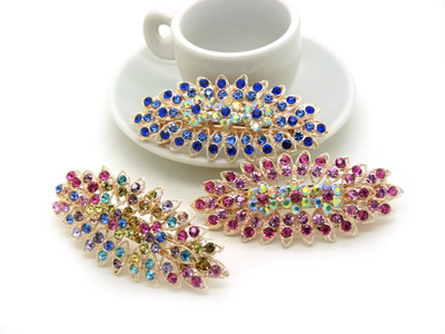 正品精美发饰合金锆石弹簧夹 爱心树叶皇冠凤凰发夹顶夹弹簧夹 -(大号)