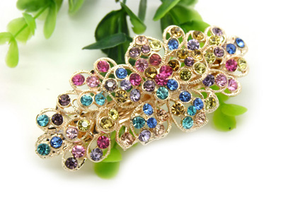 正品精美发饰合金锆石弹簧夹 爱心树叶皇冠凤凰发夹顶夹弹簧夹(大号)